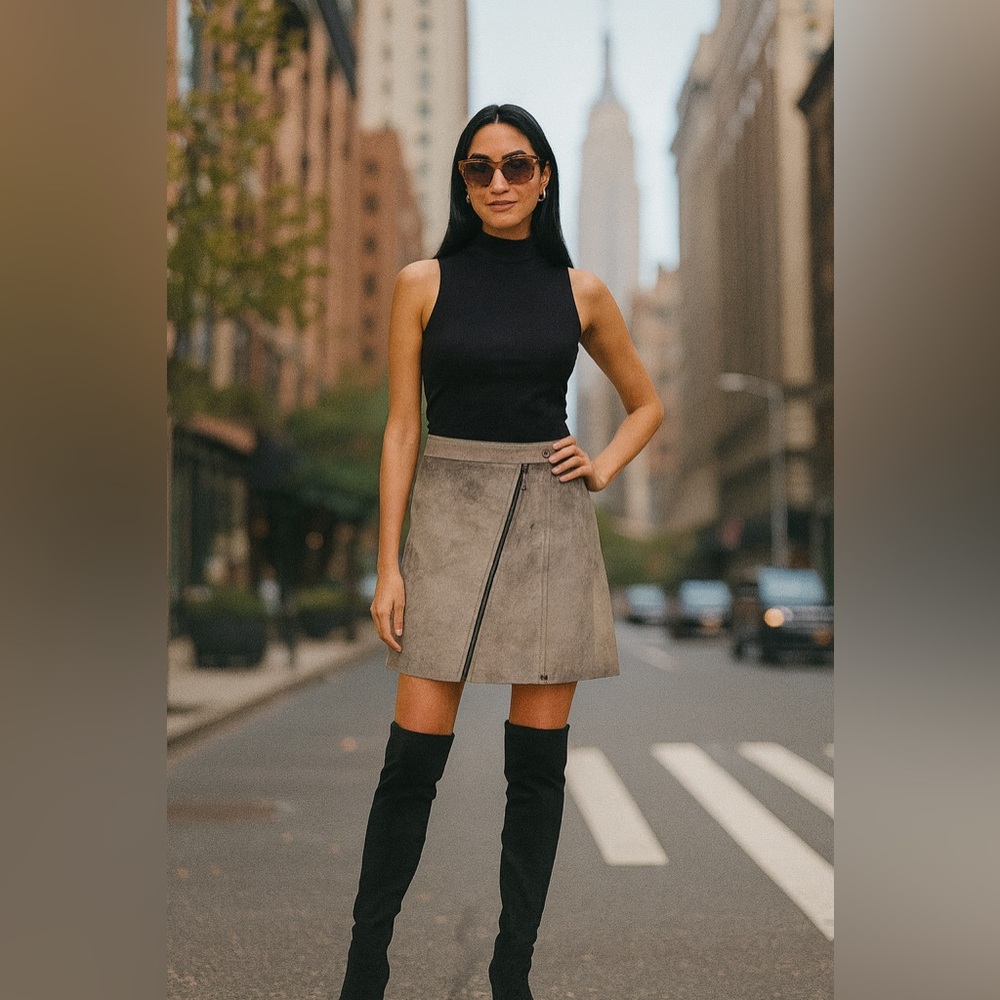 Superdry faux leather grey ombre skirt. NWT